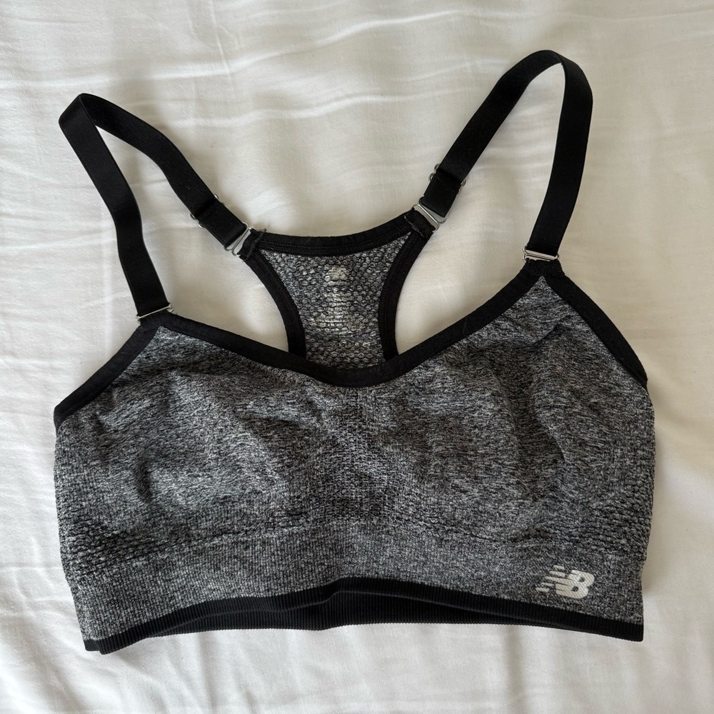 New Balance Black and Gray Sports Bra